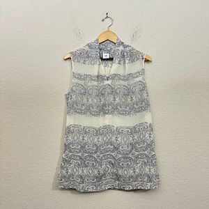 CABI #3091 Scrollwork Pullover Sleeveless Tunic Top Ivory/Black